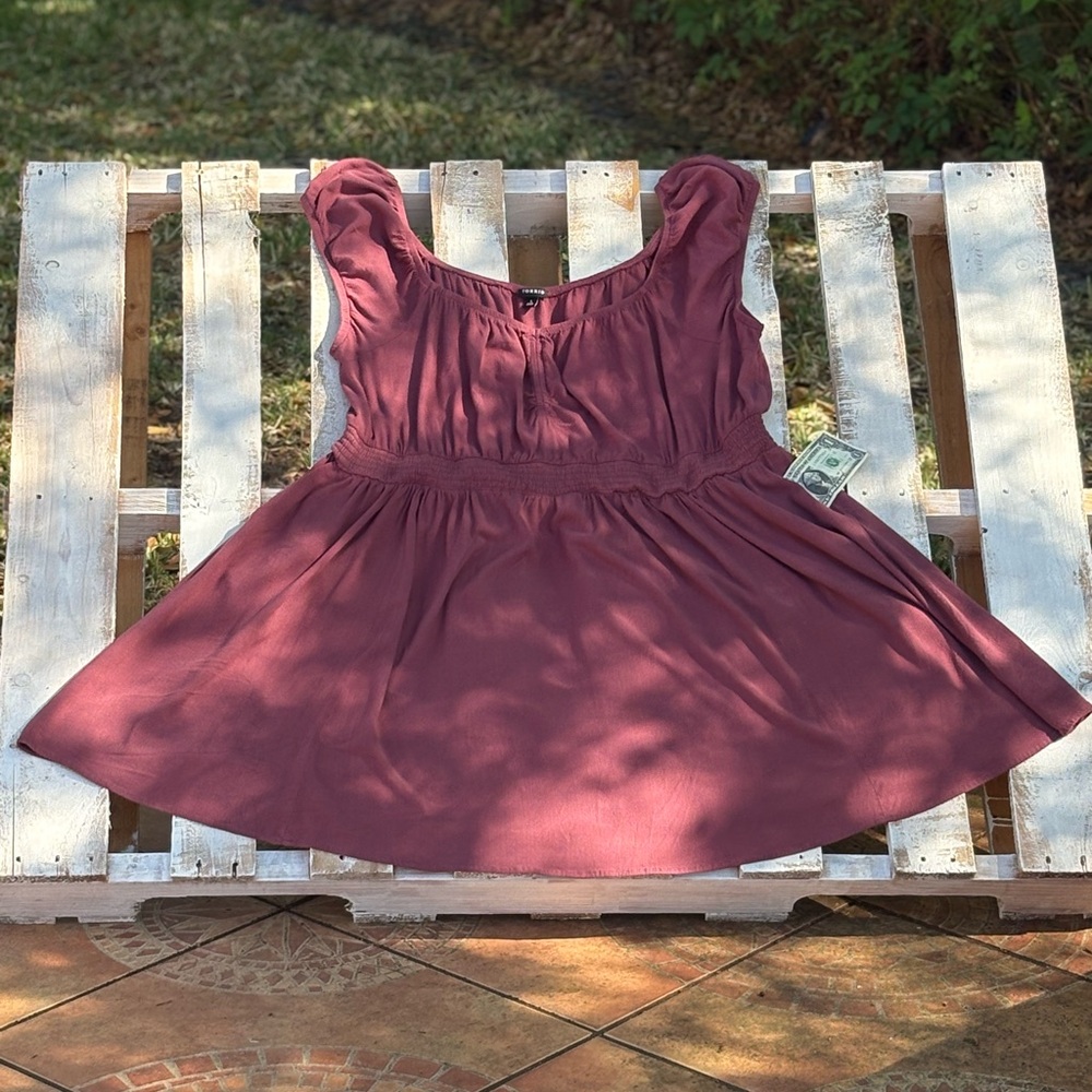 Torrid Mini Lenny Smocked Waist Dress Wild Ginger Burgandy
Same Day Shipping